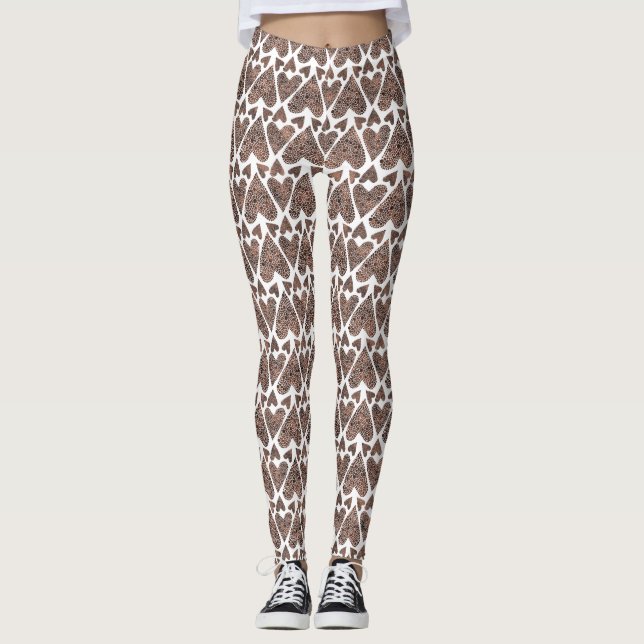 Leggings Parties scintillant Brown/or Coeur jambes des femm (Devant)