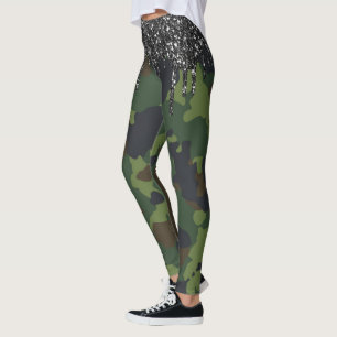 Leggings Parties scintillant Camouflage Camo Motif Militai