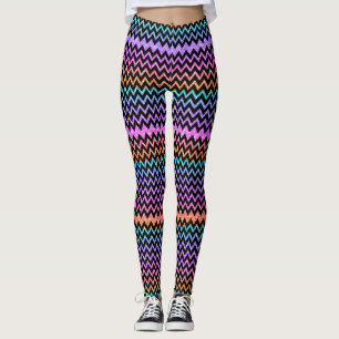 Leggings Parties scintillant colorée et Chevron noir
