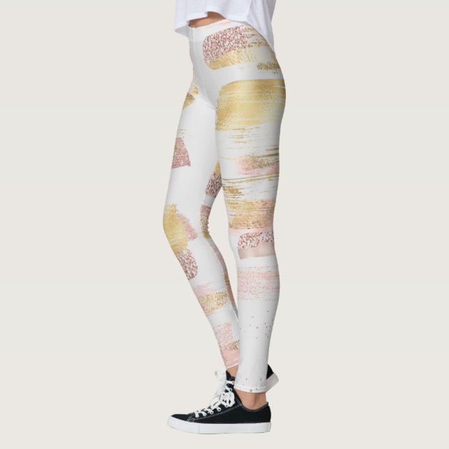Leggings Parties scintillant d'aquarelle rose blanc Paint à (Gauche)
