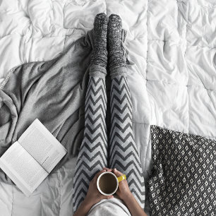 Leggings Parties scintillant d'argent blanc noir Chevron Mo