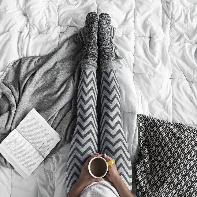 Leggings Parties scintillant d'argent blanc noir Chevron Mo (Créateur téléchargé)