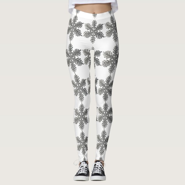 Leggings Parties scintillant d'argent Snowflake White Chris (Devant)