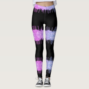 Leggings Parties scintillant de néon violet Lavoirs noirs