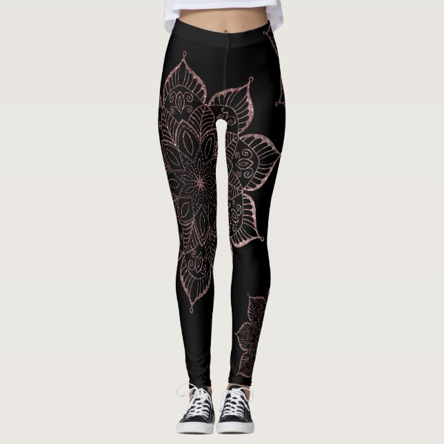 Leggings Parties scintillant des Gold Faux Roses non centré (Devant)