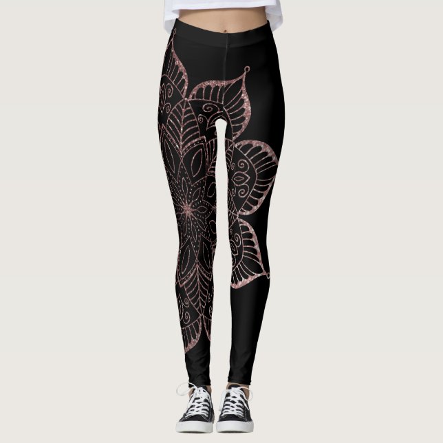 Leggings Parties scintillant des Gold Faux Roses non centré (Devant)