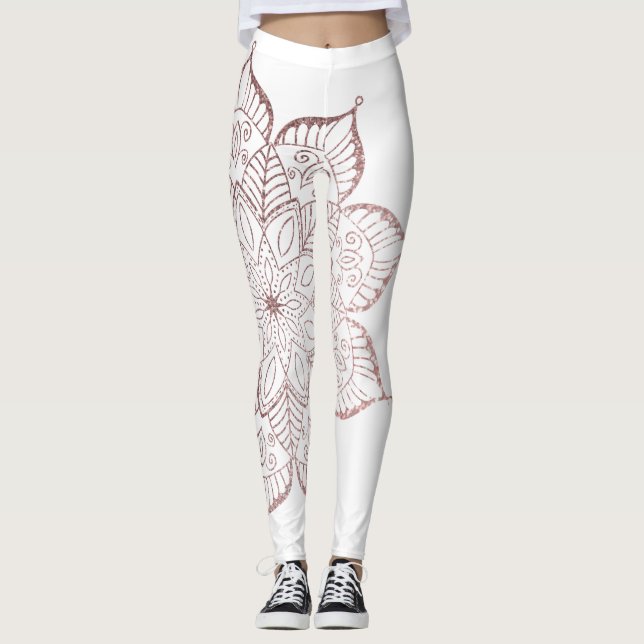 Leggings Parties scintillant des Gold Faux Roses non centré (Devant)