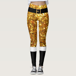 Leggings Parties scintillant d'or de Mme Santa Claus