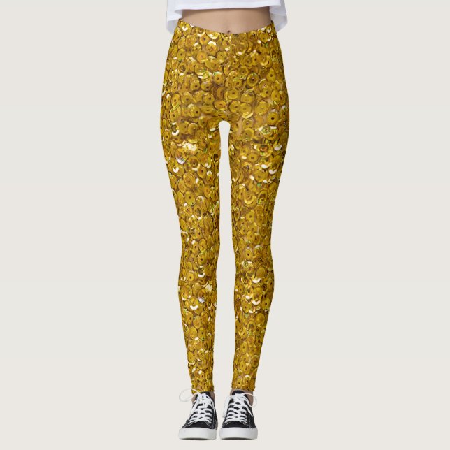 Leggings Parties scintillant dorée Valentines Motif (Devant)