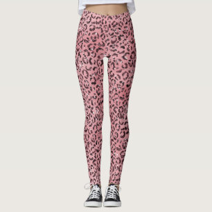 Leggings Parties scintillant empreinte de léopard rose
