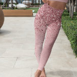 Leggings Parties scintillant en métal brossé rose pâle<br><div class="desc">Design tendance de leggings chic avec une jolie parties scintillant pétillante rose sur un arrière - plan métallique brossé rose vif.</div>