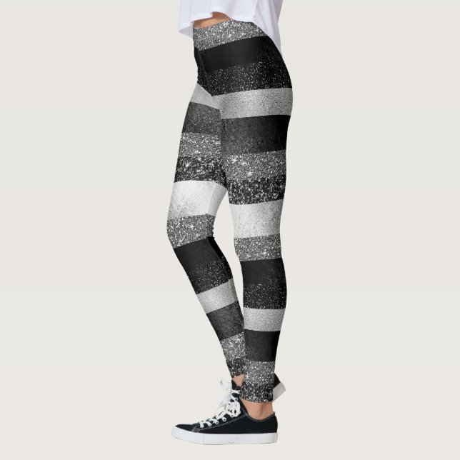 Leggings Parties scintillant en noir et argent (Gauche)