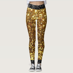 Leggings Parties scintillant Gold et Black Faux