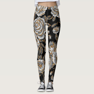 Leggings Parties scintillant Gold Floral : Étincelle Vintag