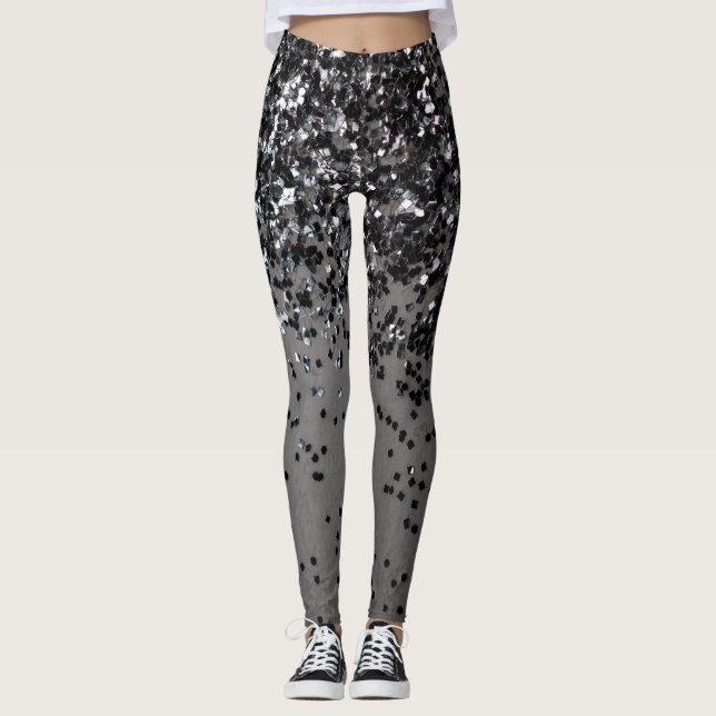 Leggings Parties scintillant gris argent #4 (Parties scinti (Devant)