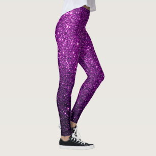 Leggings parties scintillant magenta violette brillante mot