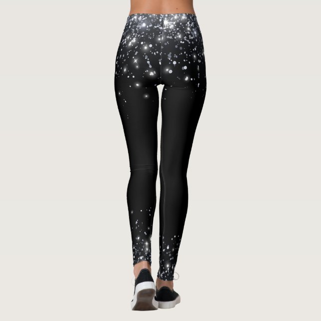 Leggings Parties scintillant moderne Black & Silver (Dos)