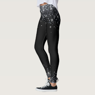 Leggings Parties scintillant moderne Black & Silver