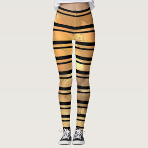 Leggings Parties scintillant noir et or élégant rayures