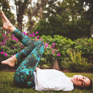 Leggings Parties scintillant or Rose turquoise Glam Floral