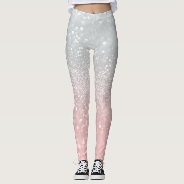 Leggings Parties scintillant princesse gris-blanc #1a (Part (Devant)