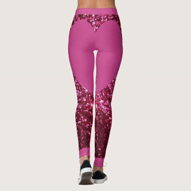 Leggings Parties scintillant rose Coeur rose (Dos)