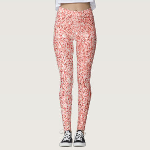 Leggings parties scintillant rose de corail léger faux étin