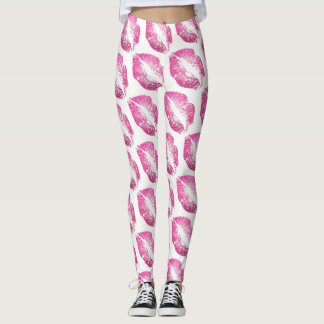 Leggings Parties scintillant rose lèvres Moderne Blanc
