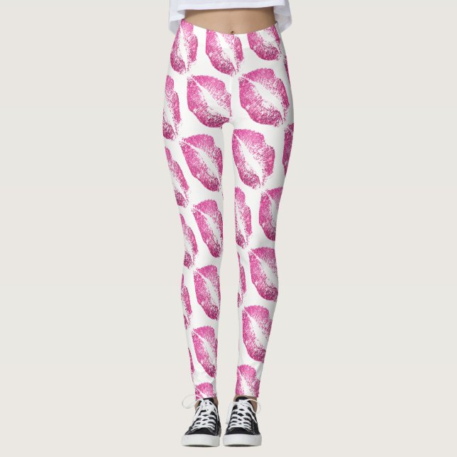 Leggings Parties scintillant rose lèvres Moderne Blanc (Devant)