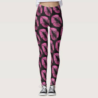 Leggings Parties scintillant rose lèvres moderne Noir