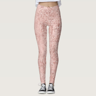 Leggings Parties scintillant rose rose or Blush en verre br
