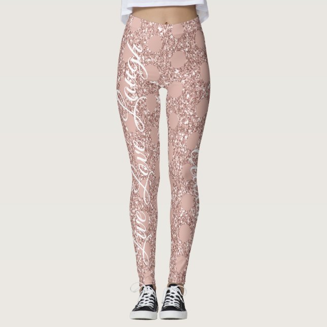 Leggings Parties scintillant rose vierge Rose Live Love Rir (Devant)