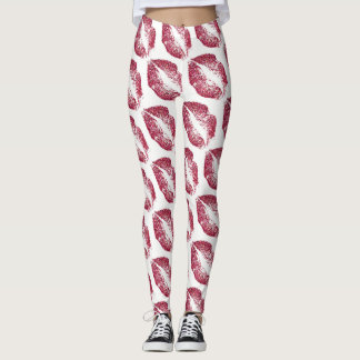 Leggings Parties scintillant rouge lèvres blanc moderne