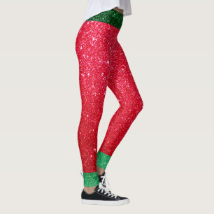 Leggings Parties scintillant rouge vert mignon Santas tenue