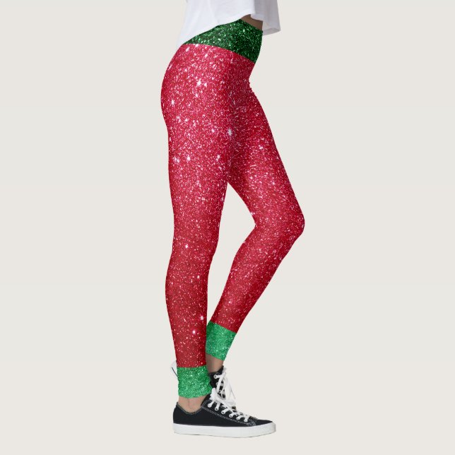 Leggings Parties scintillant rouge vert mignon Santas tenue (Droite)