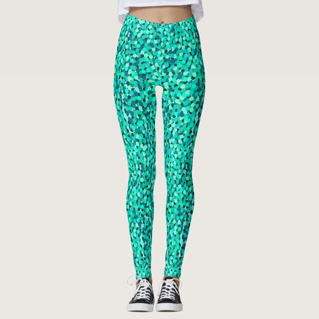 Leggings Parties scintillant turquoise (Devant)