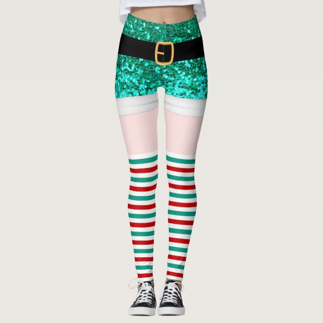 Leggings Parties scintillant verte de Mme Santa Claus (Devant)