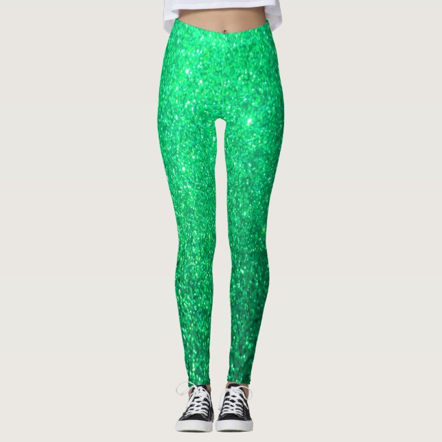Leggings Parties scintillant verte néon brillant coloré bri (Devant)