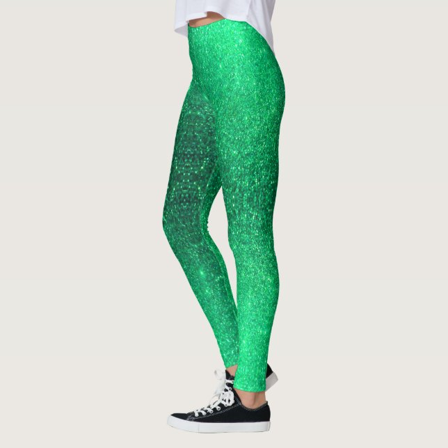Leggings Parties scintillant verte néon Coloré brillant élé (Gauche)