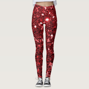 Leggings Parties scintillantes rouges de Faux