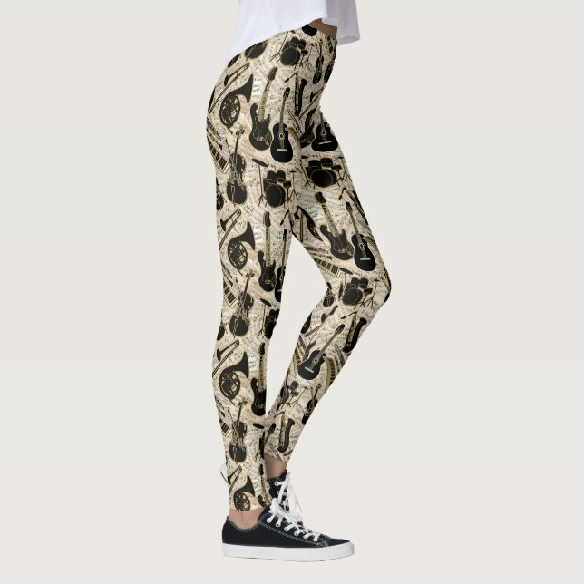 Leggings Partition de musique et instruments Noir/Or ID481 (Droite)