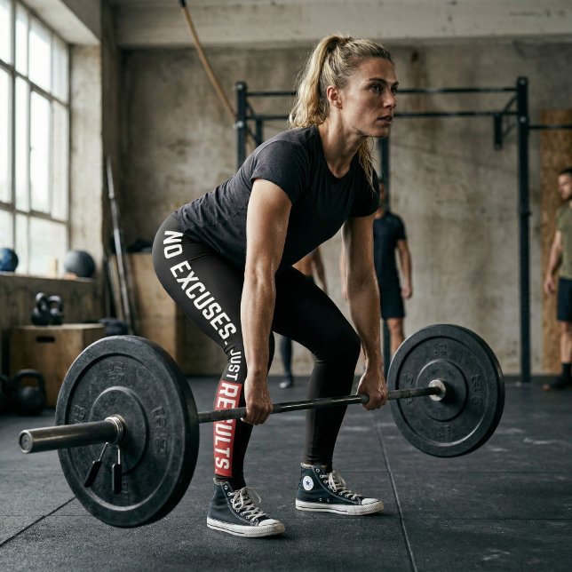 Leggings Pas d'Excuses Juste des Résultats Vêtements de Spo (No excuses. Just results.
Push harder. Train stronger. Become unstoppable.)
