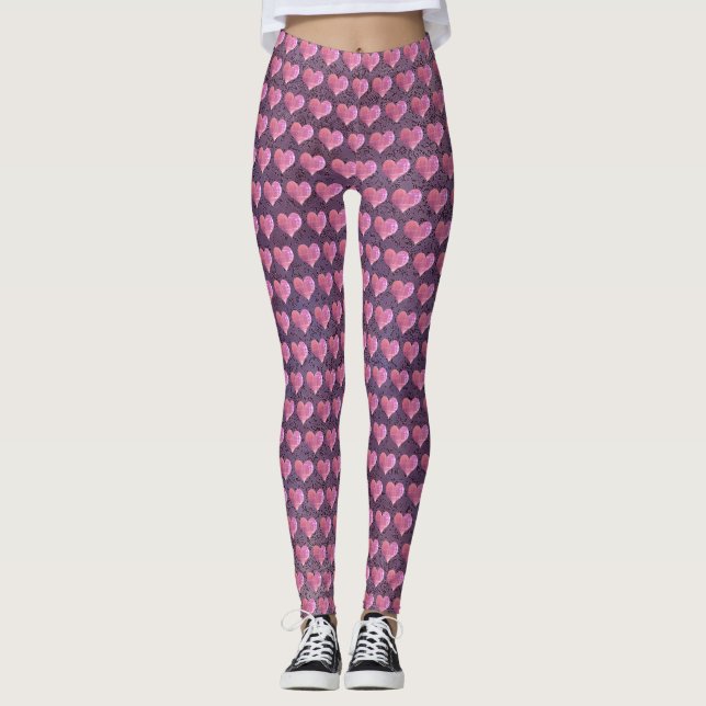 Leggings Passion du coeur pourpre (Devant)