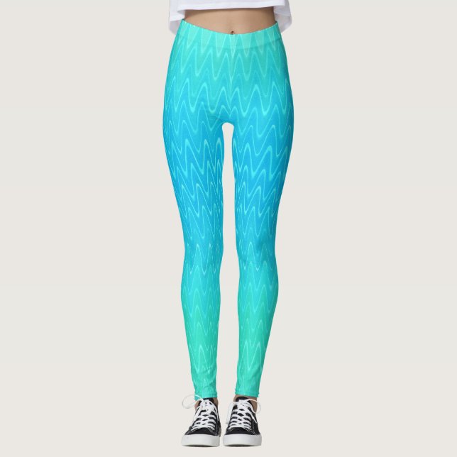 Leggings Pastel Abstrait Art Turquoise Turquoise Bleu Vert (Devant)