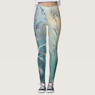 Leggings Pastel Abstrait Whispers of Nature, Grasses II