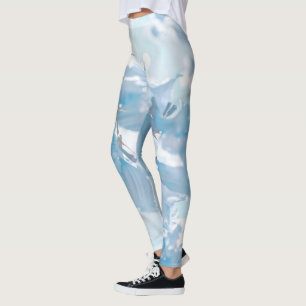 Leggings Pastel Bleu Doux Jacaranda Arbre Fleurs Fleurs