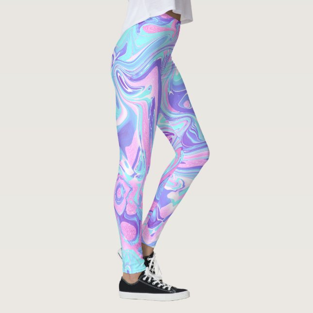 Leggings Pastel Blue & Purple Marble Texture liquide (Droite)