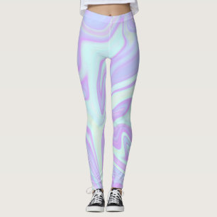 Leggings Pastel Blue Rose Liquide Marbre Swirl