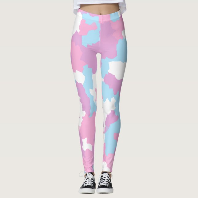 Leggings Pastel Camouflage Motif d'art Abstrait (Devant)