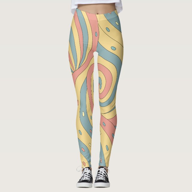 Leggings Pastel Candy Swirl Pattern with Sprinkles (Devant)